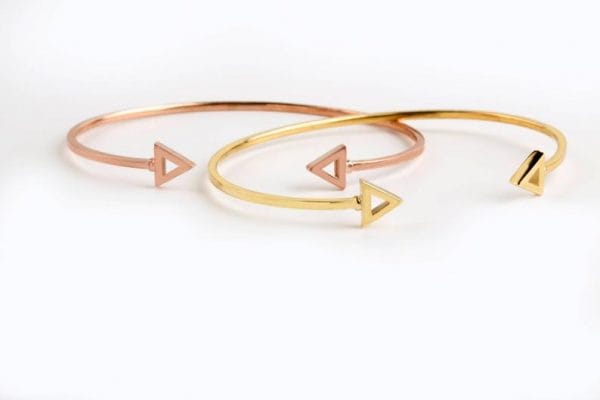 Triangle cuff gold bracelet - Image 5