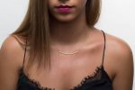 Mini gold smile bar necklace