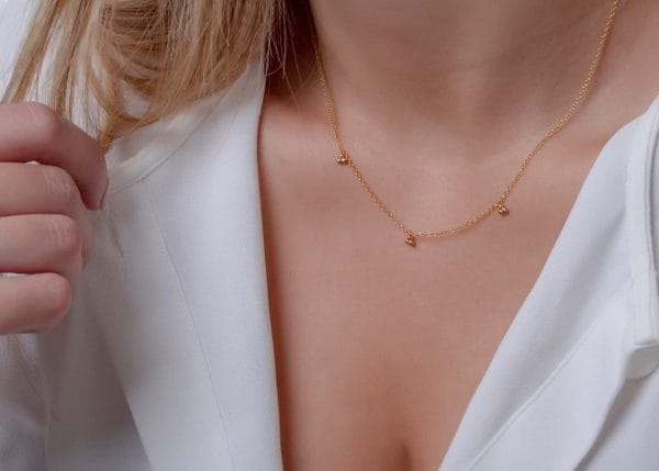 3 beads necklace 1 Three beads gold chain necklace - Image 1