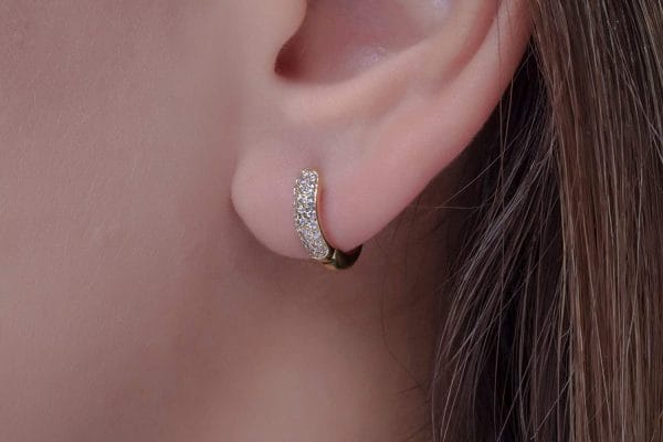3 rows diamonds earrings 1 3 rows diamond hoop earrings - Image 1