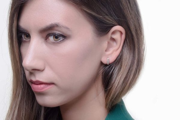 3 rows diamond hoop earrings - Image 4