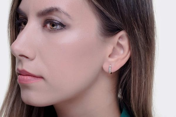 3 rows diamond hoop earrings - Image 6