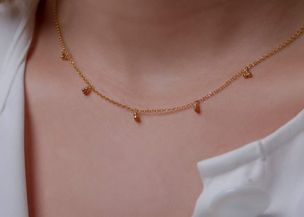 5 beads necklace 2 Five beads gold chain necklace - Image 2