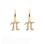 Diamond pi earrings yellow-gold