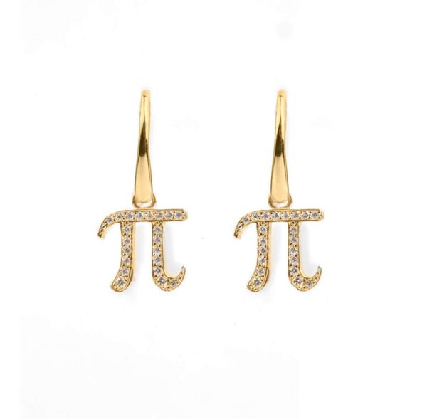 Diamond pi earrings yellow-gold