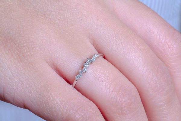 Cluster ring, Multi shape diamonds 2 Diamond Cluster gold ring - Image 3