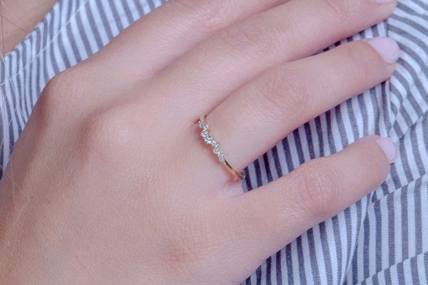 Cluster ring, Multi shape diamonds 3 Diamond Cluster gold ring - Image 4