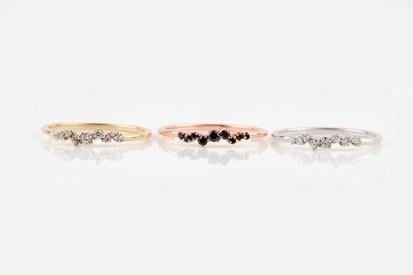 Cluster ring, Multi shape diamonds 7 Diamond Cluster gold ring - Image 8