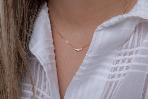Dainty diamond bar necklace 2 Dainty five diamond bar necklace - Image 2