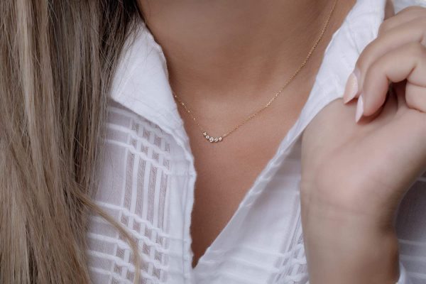 Dainty diamond bar necklace 3 Dainty five diamond bar necklace - Image 3