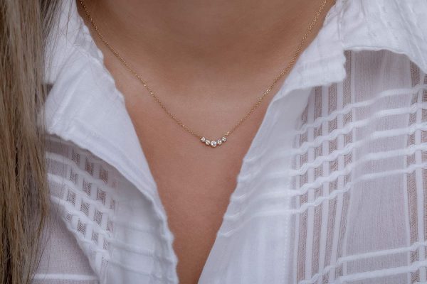 Dainty diamond bar necklace 5 Dainty five diamond bar necklace - Image 5