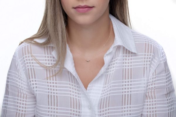 Dainty diamond bar necklace 6 Dainty five diamond bar necklace - Image 6