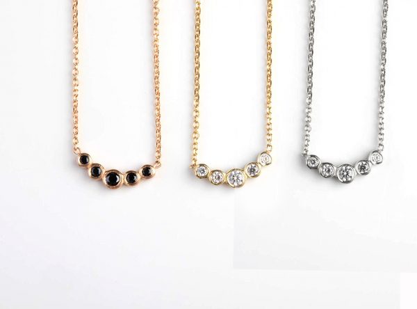 Dainty diamond bar necklace 8 Dainty five diamond bar necklace - Image 8