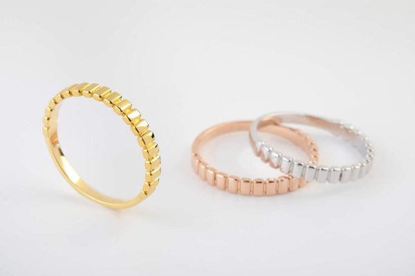Dainty gold band, Tiny stackable ring 1 Dainty gold band with texture - Image 2