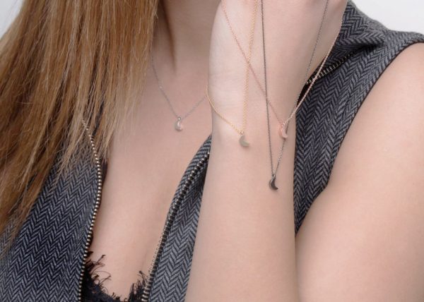 Dainty-moon-neckalce-in-solid-gold-4 Tiny moon necklace in solid gold - Image 4