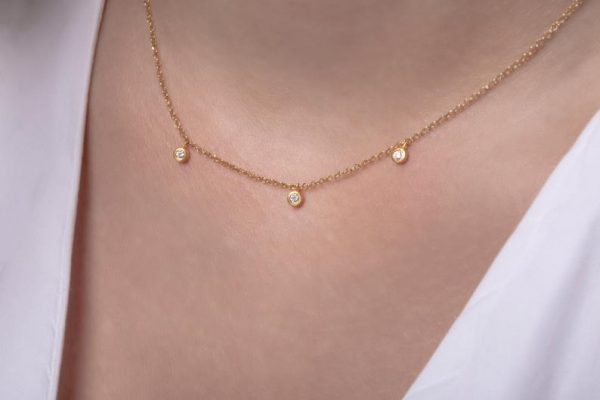 Diamond bezel set necklace 1 3 Diamond necklace with bezel set - Image 1