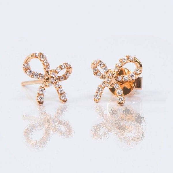 Diamond bow gold earrings - Image 4