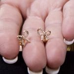 Diamond bow gold earrings - Image 6