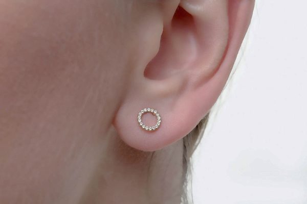 Diamond circle earring 2 Diamond circle gold earrings - Image 6