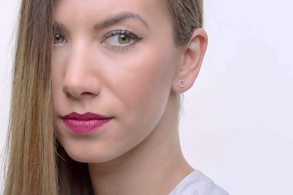 Diamond circle earring 4 Diamond circle gold earrings - Image 4