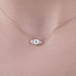 Diamond evil eye necklace with enamel