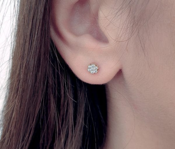 Diamond-flower-earrings-2 Diamond flower stud earrings - Image 1