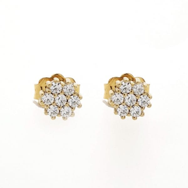 Diamond flower stud earrings - Image 3