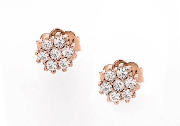 Diamond flower stud earrings - Image 7