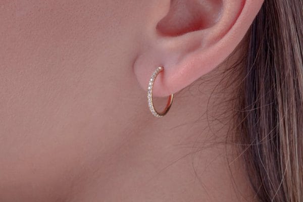 Diamond hoop earrings 1 Medium diamond open stud hoops - Image 1