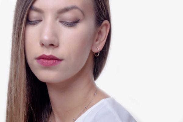 Medium diamond open stud hoops - Image 4