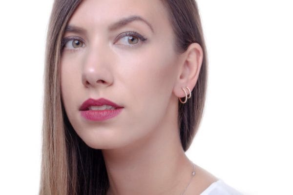 Medium diamond open stud hoops - Image 7