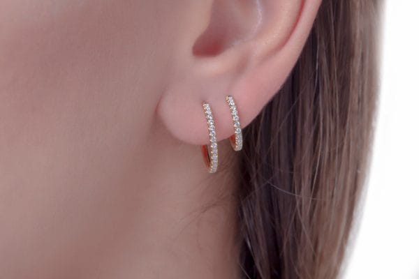 Medium diamond open stud hoops - Image 8