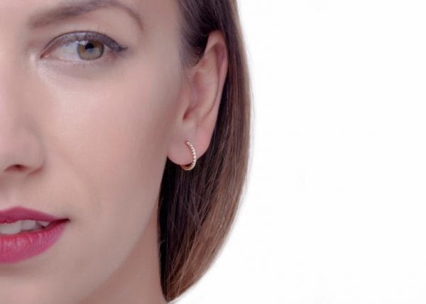 Small diamond open stud hoops - Image 3