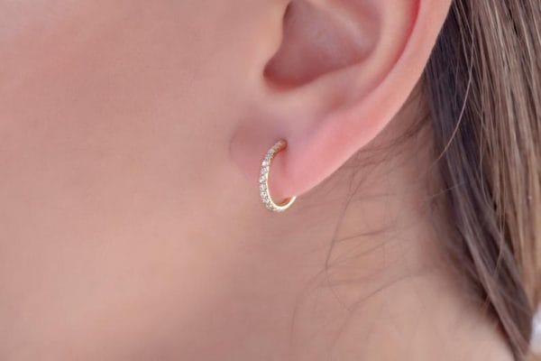 Small diamond open stud hoops - Image 5