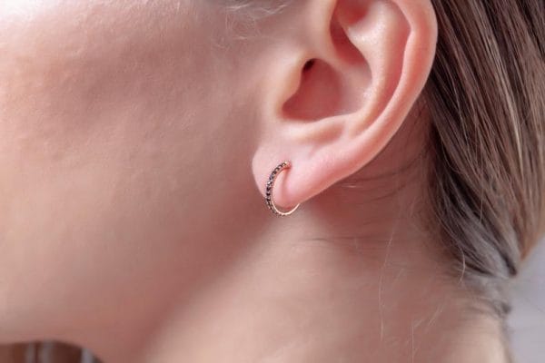 Small diamond open stud hoops - Image 6