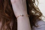 Diamond pearl gold bangle - Image 2
