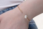 Diamond pearl gold bangle - Image 6