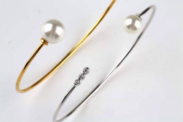 Diamond pearl bangle 9 Diamond pearl gold bangle - Image 10