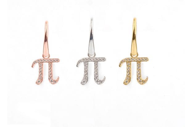 Diamond pi earrings solid-gold