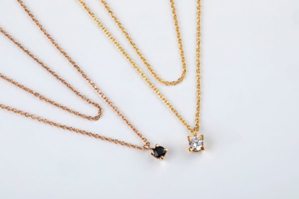 Double chain with diamond necklace - Image 4