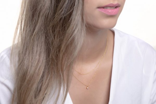 Double chain with diamond necklace - Image 5