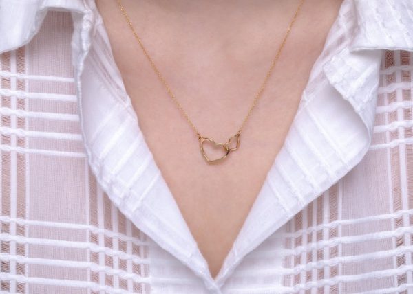 Double heart necklace 2 Double heart gold necklace - Image 3