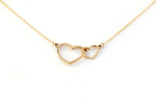 Double-heart-necklace-5 Double heart gold necklace - Image 7