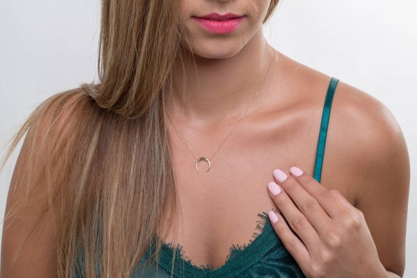 Double horn necklace 4 Double horn moon necklace 15X15mm - Image 2