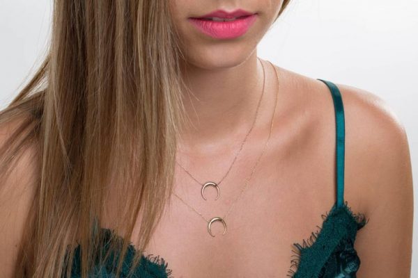 Double horn necklace 5 Double horn moon necklace 15X15mm - Image 5