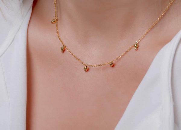 Five ball necklace 6 Five ball charm gold necklace - Image 6