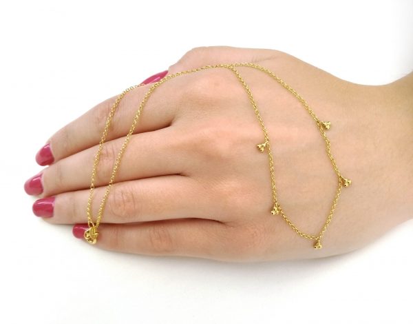 Five beads necklace 3 Five beads gold chain necklace - Image 8