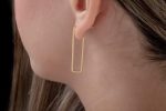 Large rectangle hoop gold earrings
