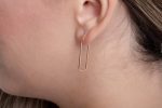 Large rectangle hoop gold earrings - Image 7