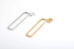 Large rectangle hoop gold earrings - Image 5